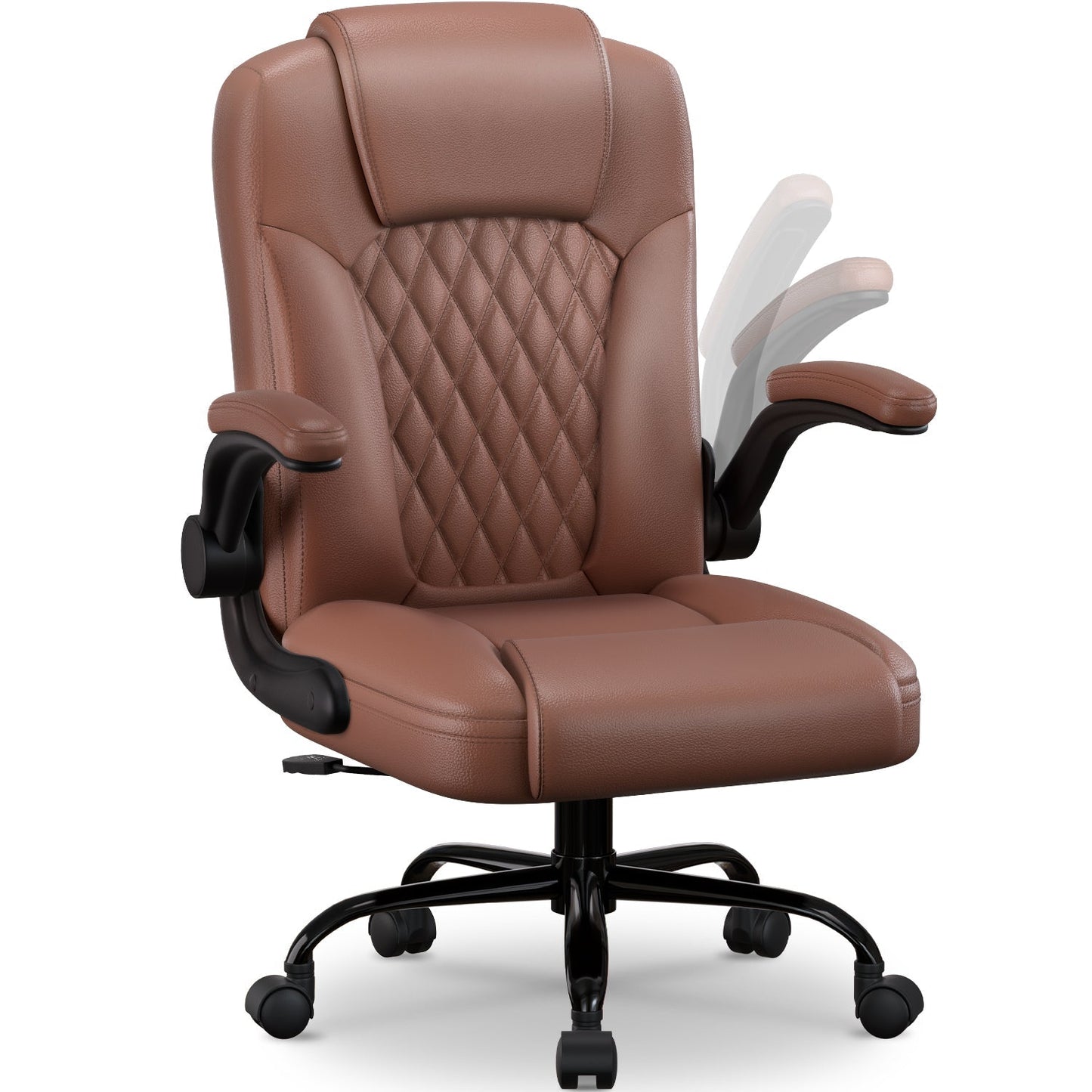 Bürostuhl Ergonomisch, Kunstleder Schreibtischstuhl 90° Klappbaren Armlehnen