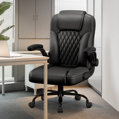 Bürostuhl Ergonomisch, Kunstleder Schreibtischstuhl 90° Klappbaren Armlehnen