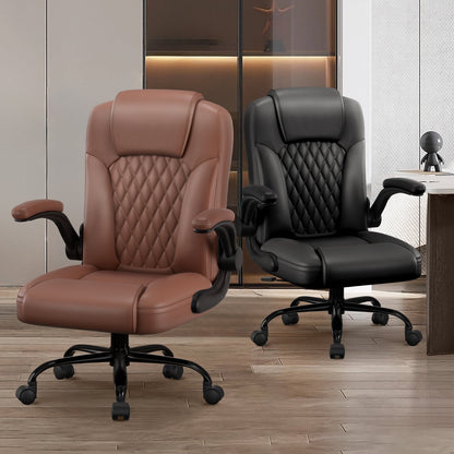 Bürostuhl Ergonomisch, Kunstleder Schreibtischstuhl 90° Klappbaren Armlehnen