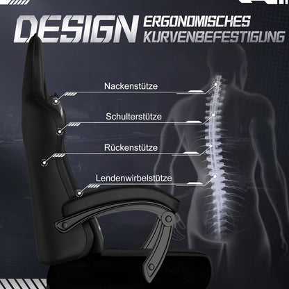 Gaming-Stuhl Gaming Stuhl mit Einteiligen Armlehnen und Ausziehbarem Fußstütze