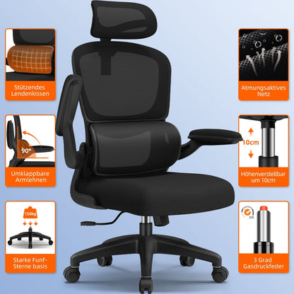 Bürostuhl Bürostuhl, Schreibtischstuhl Ergonomisch mit Klappbaren Armlehnen