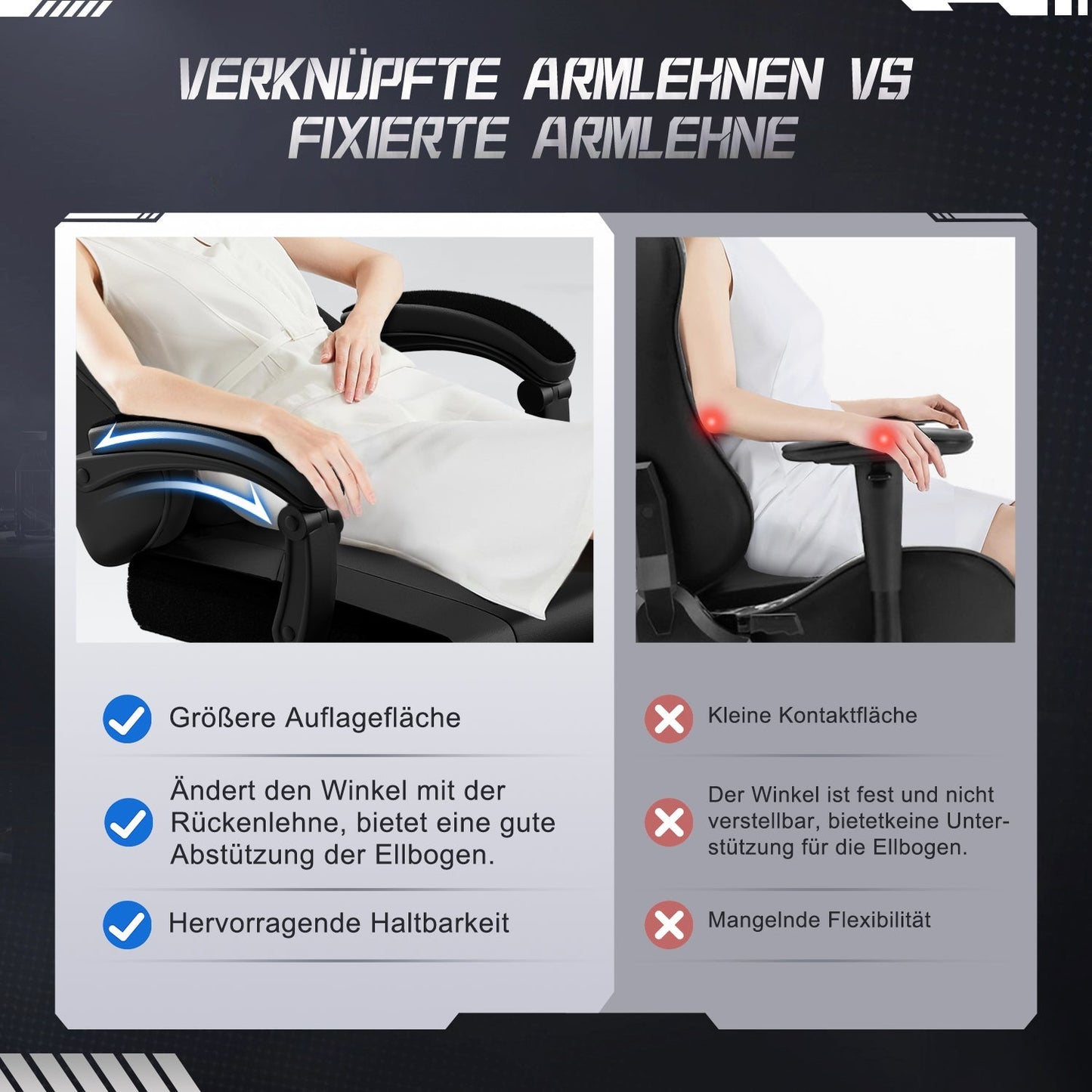 Gaming-Stuhl Gaming Stuhl mit Einteiligen Armlehnen und Ausziehbarem Fußstütze