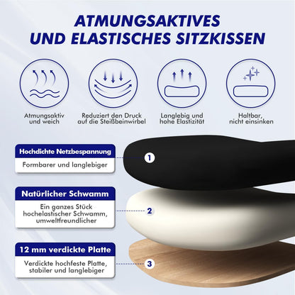 Daccormax Bürostuhl, Bürostuhl Ergonomisch Schreibtischstuhl mit Verstellbaren Armlehnen, weiche Lendenstütze aus Naturschwamm und Kopfstütze, Chefsessel Drehstuhl Wippfunktion 200kg, Tiefschwarz