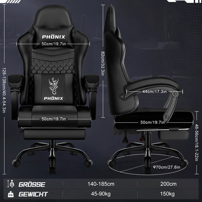 Gaming-Stuhl Gaming Stuhl mit Einteiligen Armlehnen und Ausziehbarem Fußstütze