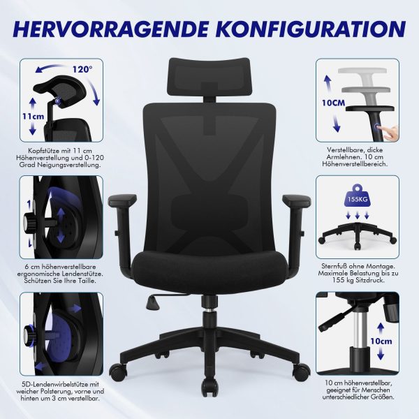 Bürostuhl Bürostuhl, Chefsessel, Ergonomischer Schreibtischstuhl, Computerstuhl – Bild 4
