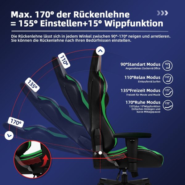 Gaming-Stuhl Gaming Stuhl Ergonomisch Gaming Chair Bürostuhl – Bild 2