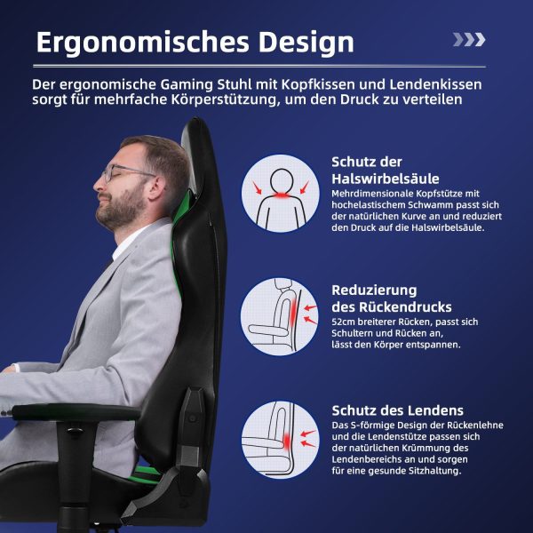Gaming-Stuhl Gaming Stuhl Ergonomisch Gaming Chair Bürostuhl – Bild 3