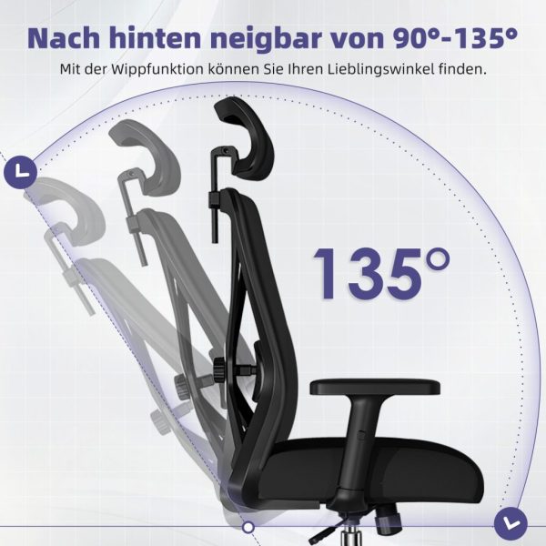 HR210 - Bürostuhl Ergonomischer Bürostuhl,Bürostuhl mit Weiches-3D-Lendenkissen – Bild 3