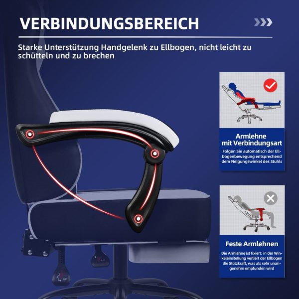 Gaming-Stuhl Gaming Stuhl, Bürostuhl Ergonomisch Wippfunktion bis zu 170° – Bild 4