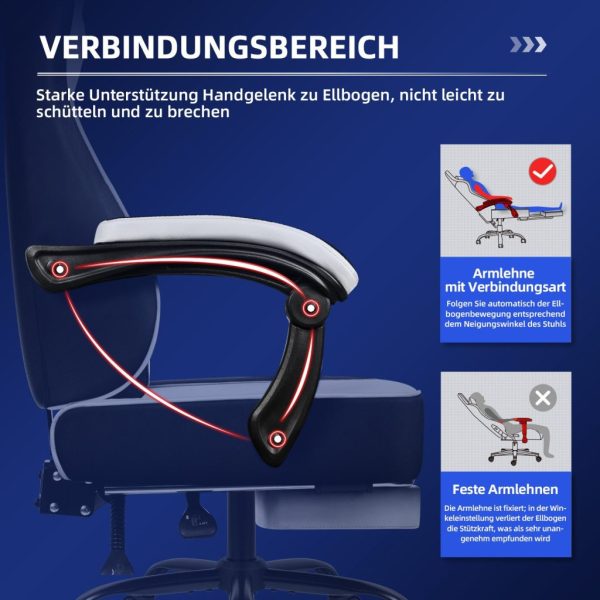 Gaming-Stuhl Gaming Stuhl mit Integrierten Armlehnen und Ausziehbarem Fußstütze – Bild 3