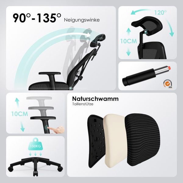 Bürostuhl Bürostuhl, Schreibtischstuhl, Drehstuhl Ergonomischer – Bild 3