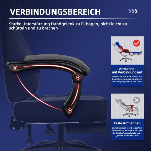 Gaming-Stuhl Gaming Stuhl, Bürostuhl Ergonomisch Wippfunktion bis zu 170° – Bild 3