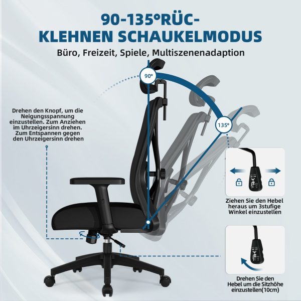Bürostuhl Bürostuhl Ergonomischer Schreibtischstuhl, Drehstuhl – Bild 2