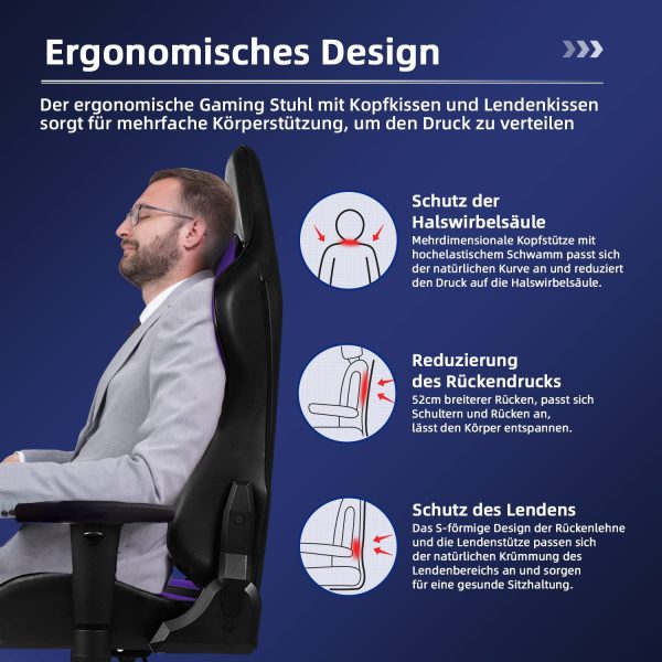 Gaming-Stuhl Gaming Stuhl Ergonomisch Gaming Chair Bürostuhl – Bild 4