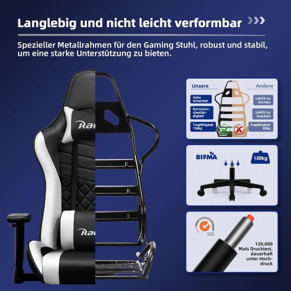 Gaming-Stuhl Komfortabler Gamer Stuhl mit Höhenverstellbarer Sitzfläche – Bild 2