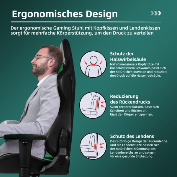 Gaming-Stuhl Ergonomischer Gaming Stuhl mit Gepolstertem Sitz – Bild 3