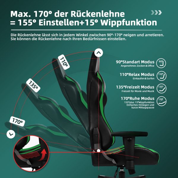 Gaming-Stuhl Ergonomischer Gaming Stuhl mit Gepolstertem Sitz – Bild 2